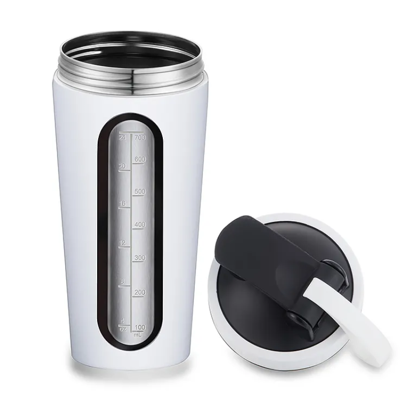 700ml Stainless Steel Sports Fitness Single Wall Gym Protein Shaker Bottle With Visible Window