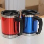 14oz Double Wall Stainless Steel Inner Plastic Outer Insulated Travel Mug With Handle