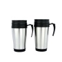 16oz plastic inside stainless steel outside food grade travel mug with handle