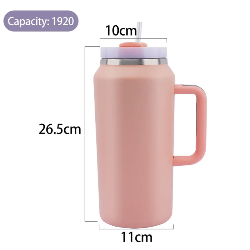 64oz Coffee Travel Tumblers Bulk Large Capacity Car Cups Double Wall Stainless Steel Tumbler With Handle