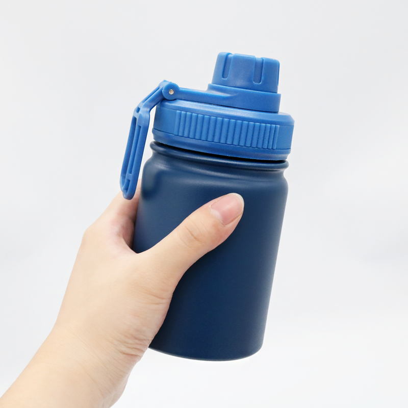 Custom 230ml  Wide Mouth Double Wall Sports Travel Vacuum Insulated Stainless Steel Water Bottle With Straw Lid