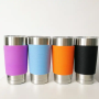 Custom 20 oz double stainless steel vacuum insulated travel tumbler with silicone sleeve