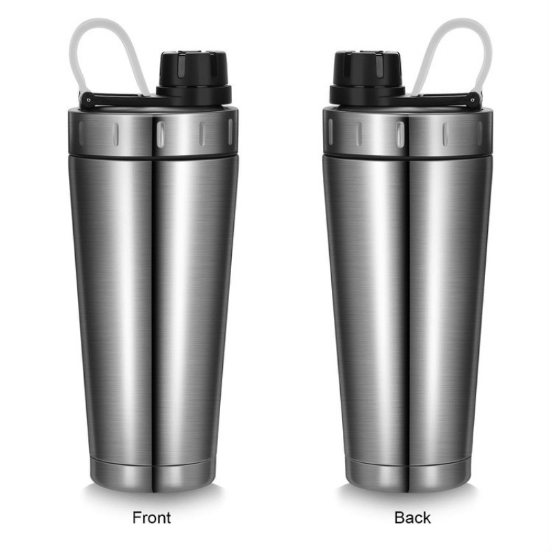 Patented Stainless Steel Double Wall Vacuum Insulated Protein Flask With Ball For GYM Shaker Water Bottle