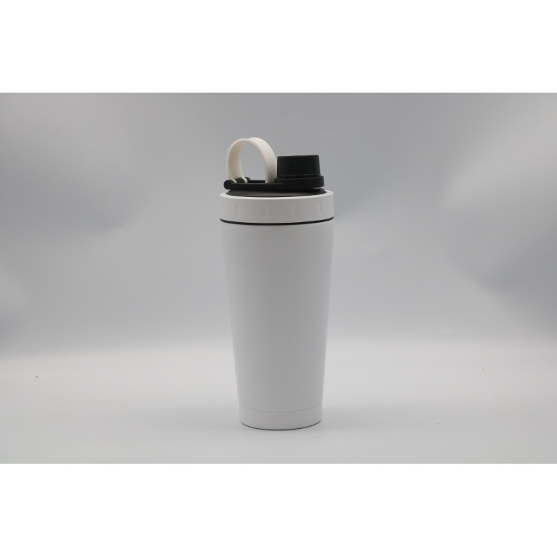 Factory wholesale 600ml Stainless Steel Double Wall Vacuum Insulated Protein Shaker Water Bottle With Metal Ball For GYM