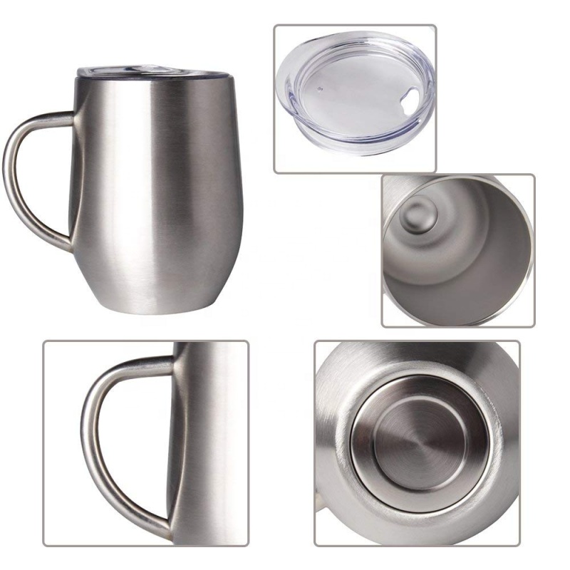 350 ml BPA free double wall stainless steel coffe/beer mug with lid and handle