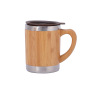 High quality stainless steel vaccum flask double wall insulate bamboo bottle keep hot tea container with handle