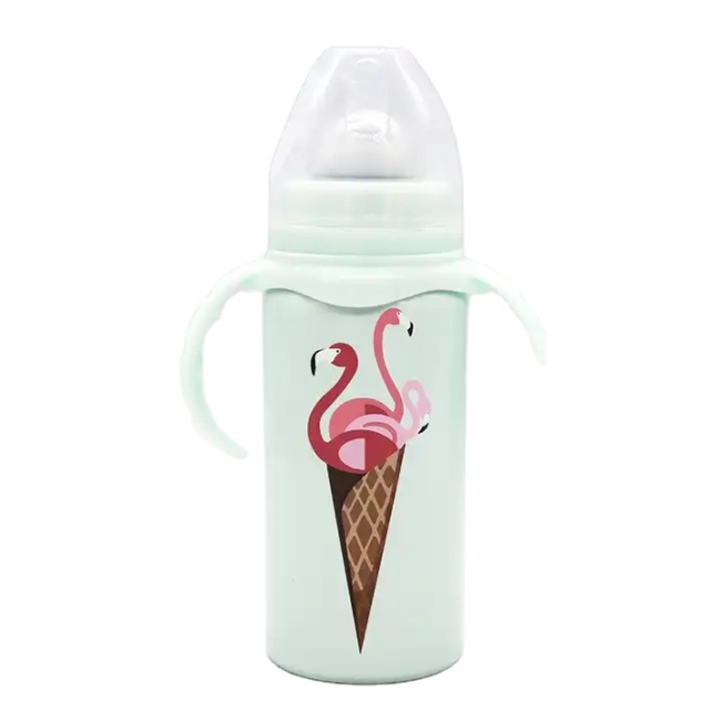 Custom BPA-free 8oz baby bottle Double stainless steel insulated baby bottle with handle