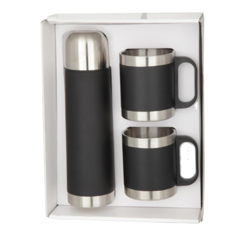Custom Luxury Gifts 500ml Double Wall Stainless Steel Vacuum Thermos With Two Cup Insulated Water Bottle