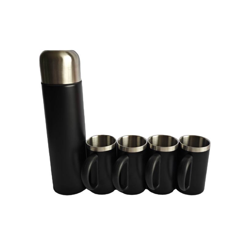Custom Luxury Gifts 500ml Double Wall Stainless Steel Vacuum Thermos With Two Cup Insulated Water Bottle