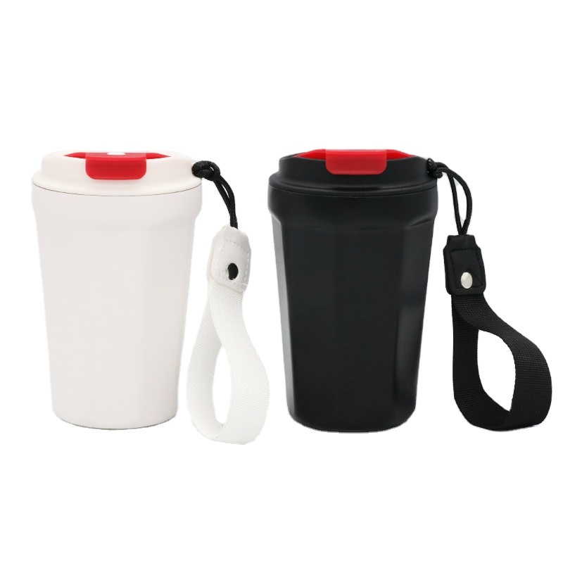 New arrival high profile level 350 ml custom double stainless steel insulated coffee cup with rope