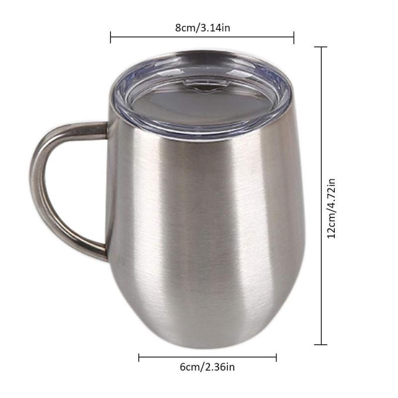 12OZ Stainless Steel Double Wall 304 Vacuum Thermos Coffee Tumbler Egg Shape Wine Tumbler With Handle