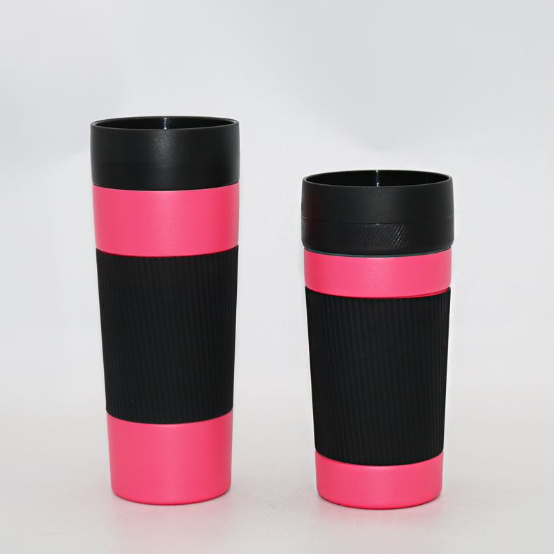 BPA Free Stainless Steel Vacuum  Insulated Travel Coffee Tumbler Thermos Flask With Silicone Sleeve