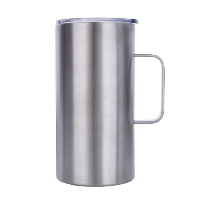 Hot Sale 16oz Double Wall Insulated Vacuum Beer Mug Stainless Steel Water Bottle With Handle Lid