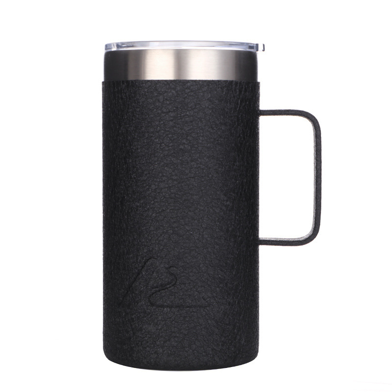 Hot Sale 16oz Double Wall Insulated Vacuum Beer Mug Stainless Steel Water Bottle With Handle Lid