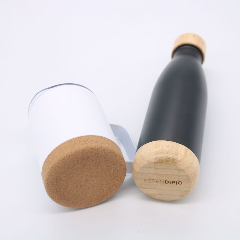 Hot Selling Double Wall Insulated Sport Cola Shape Stainless Steel Vacuum Flasks Thermoses With Bamboo Lid  Water Bottle
