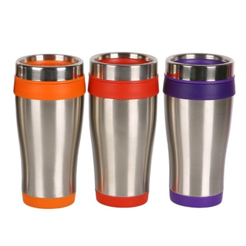 Promotional Mugs Double Wall Inner Plastic Outer Stainless Steel Food Grade Mug