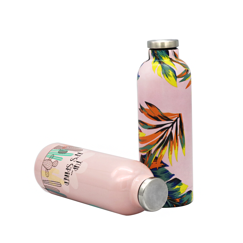 Hot Selling Custom Stainless Double Wall Flask Vaccum Insulate Water Bottle Travel Tumbler With Button Lid
