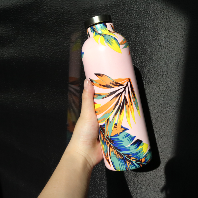 Hot Selling Custom Stainless Double Wall Flask Vaccum Insulate Water Bottle Travel Tumbler With Button Lid