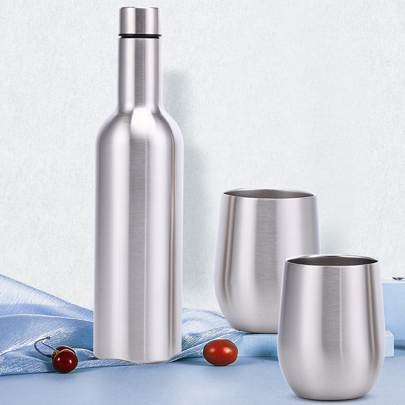 Thermos Set 500ml Double Wall Stainless Steel Vacuum Thermos With Two Cup Insulated Water Bottle