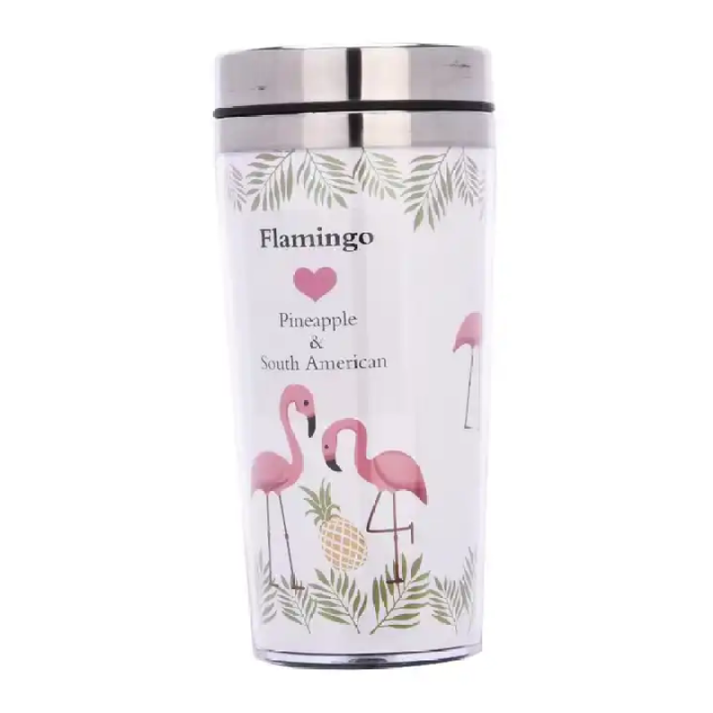 Custom inner stainless steel outer plastic travel cup with paper insert DIY paper water cup