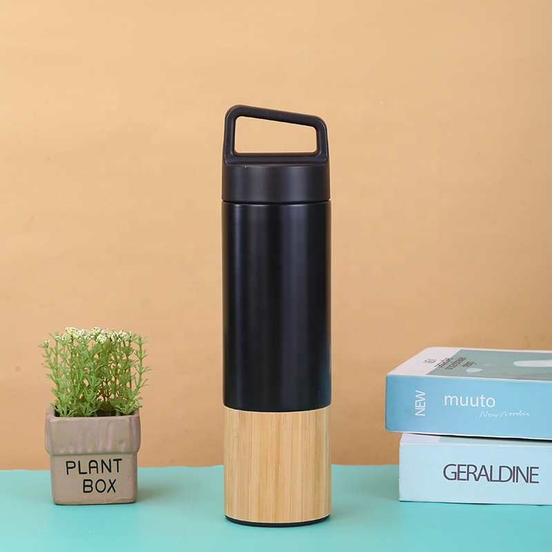 550ml Stainless Steel Insulated Water Bottle Double Wall Vacuum Bamboo Thermos Cup