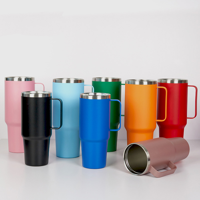 30oz Stainless Steel Double Wall Vacuum Flasks Coffee Mug Insulated Thermos Travel Tumbler With Handle