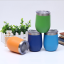 12oz Stainless Steel Double Wall Insulated Stainless Steel Wine Tumbler Egg Shaped with Lid