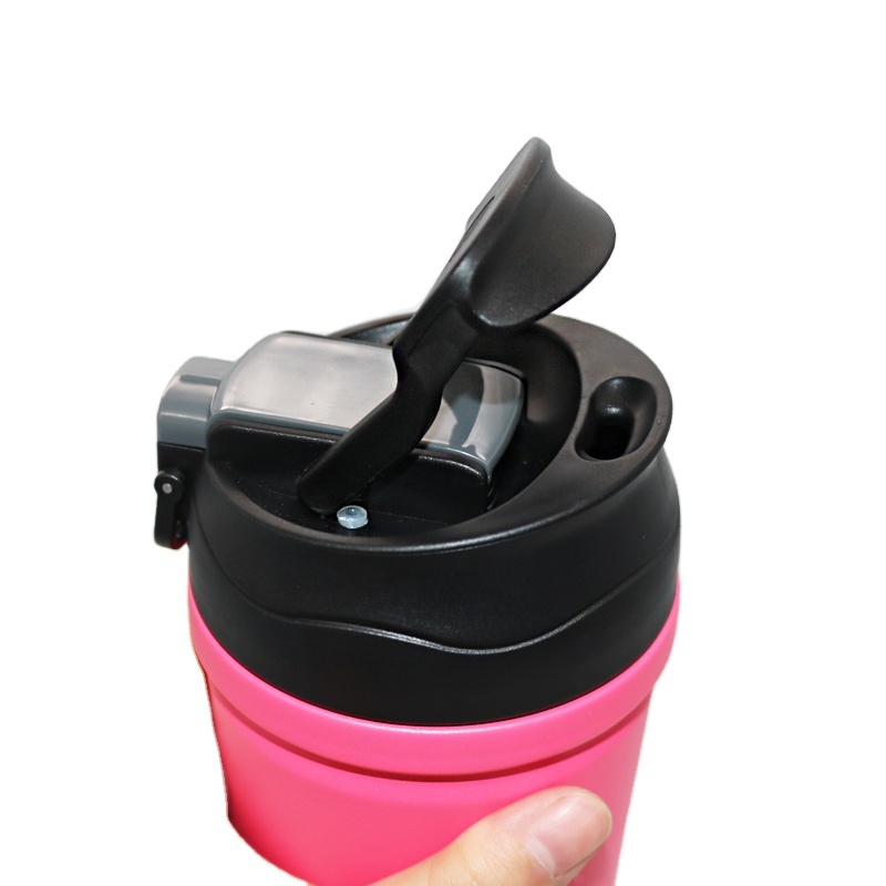 Outdoor sports double drink straw cup non-slip cup set portable accompanying coffee cup