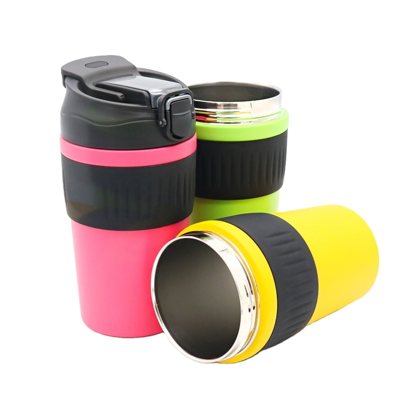 Outdoor sports double drink straw cup non-slip cup set portable accompanying coffee cup