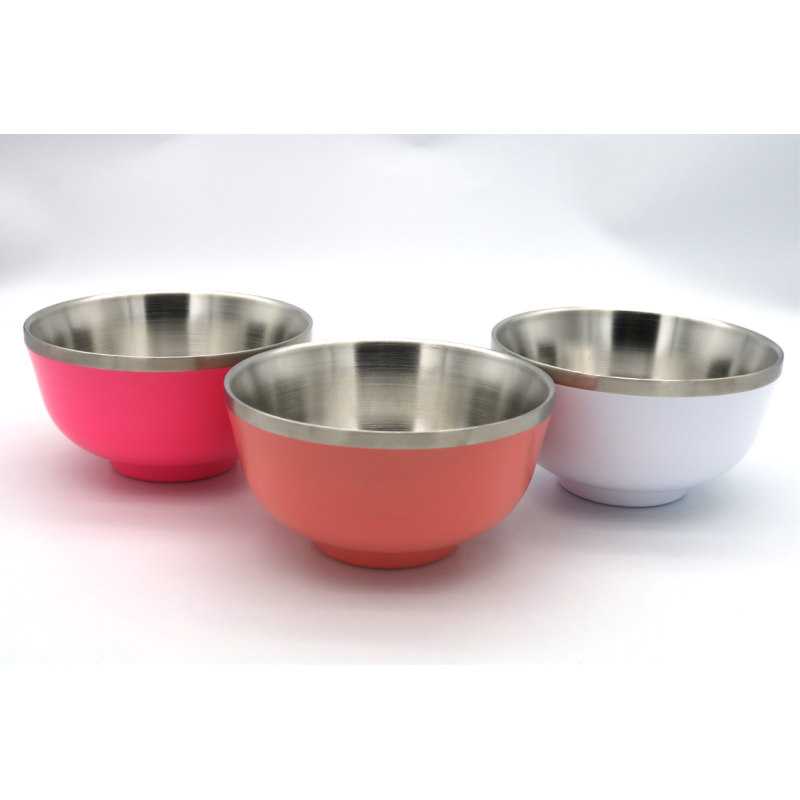 700ml Eco-friendly Salad Stacking Bowl Set Pancake Stainless Steel Double Wall Vacuum Food Bowls Metal Kitchen Bowls