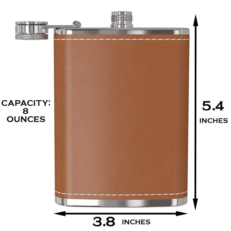 customized  liquor 6oz stainless steel leather hip flask 100% Leak proof Good quality Hot sale products