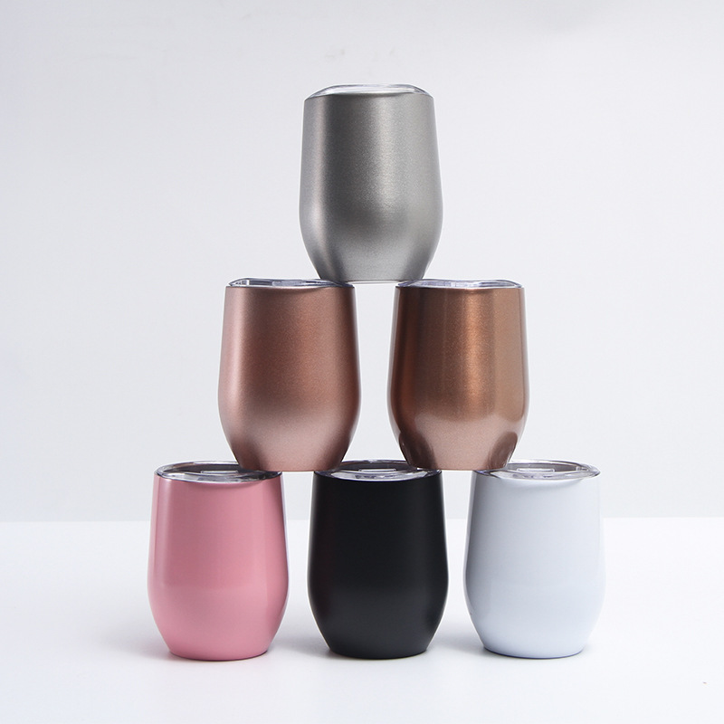 Hot Selling 12OZ Stainless Steel Double Wall 304 Vacuum Thermos Coffee Tumbler Egg Shape Wine Tumbler