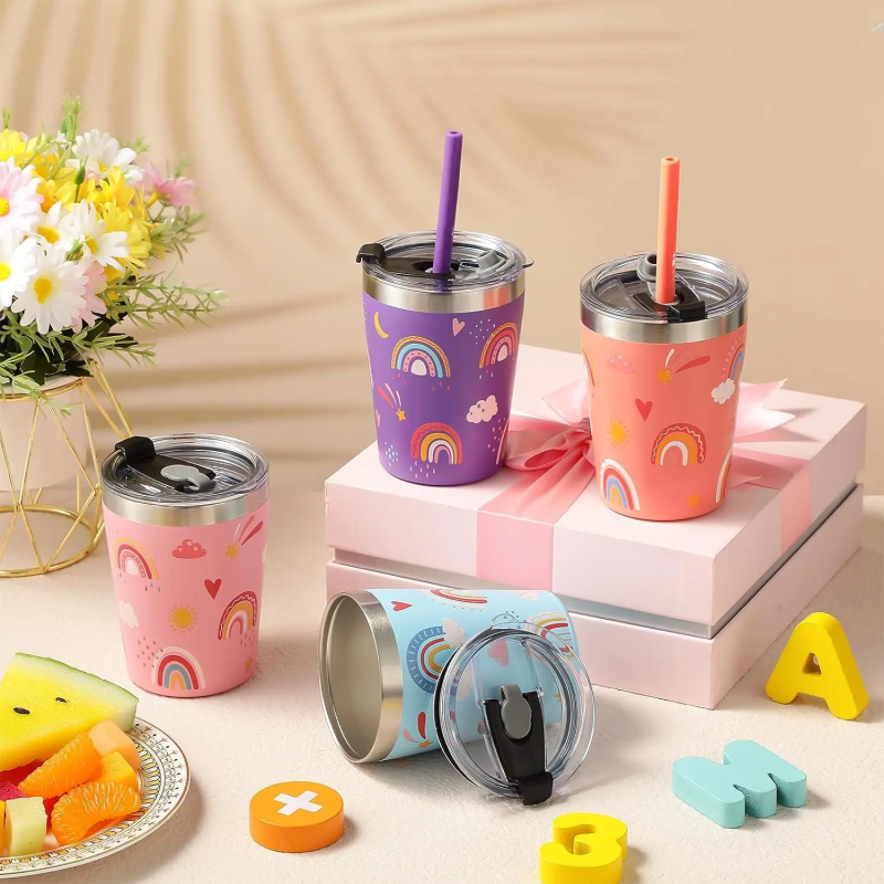 8oz 12oz Tumbler Wholesale Bulk Stainless Steel Vacuum Milk Cup for Kids Tumbler with Straw