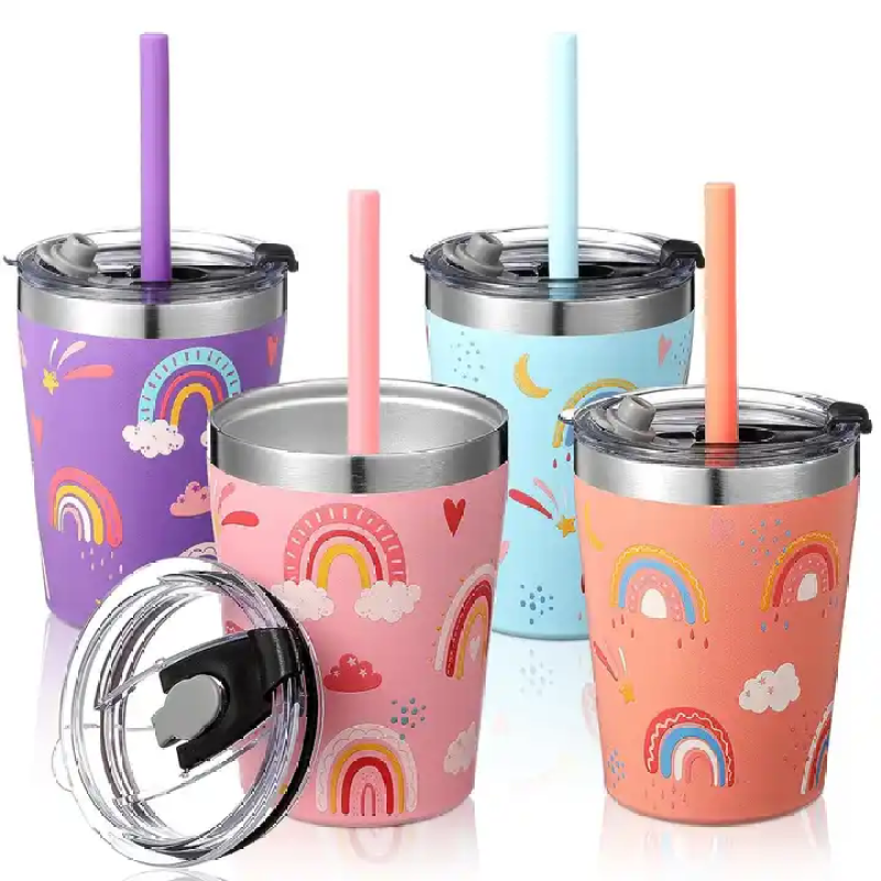 8oz 12oz Tumbler Wholesale Bulk Stainless Steel Vacuum Milk Cup for Kids Tumbler with Straw