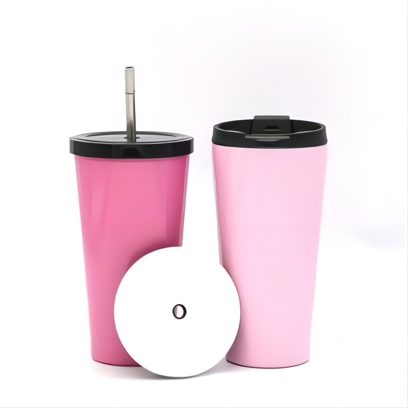 Double Wall Coffee Tumbler Wholesale Bulk Customize Tumbler Stainless Steel Sippy Cup with Lid and Straw