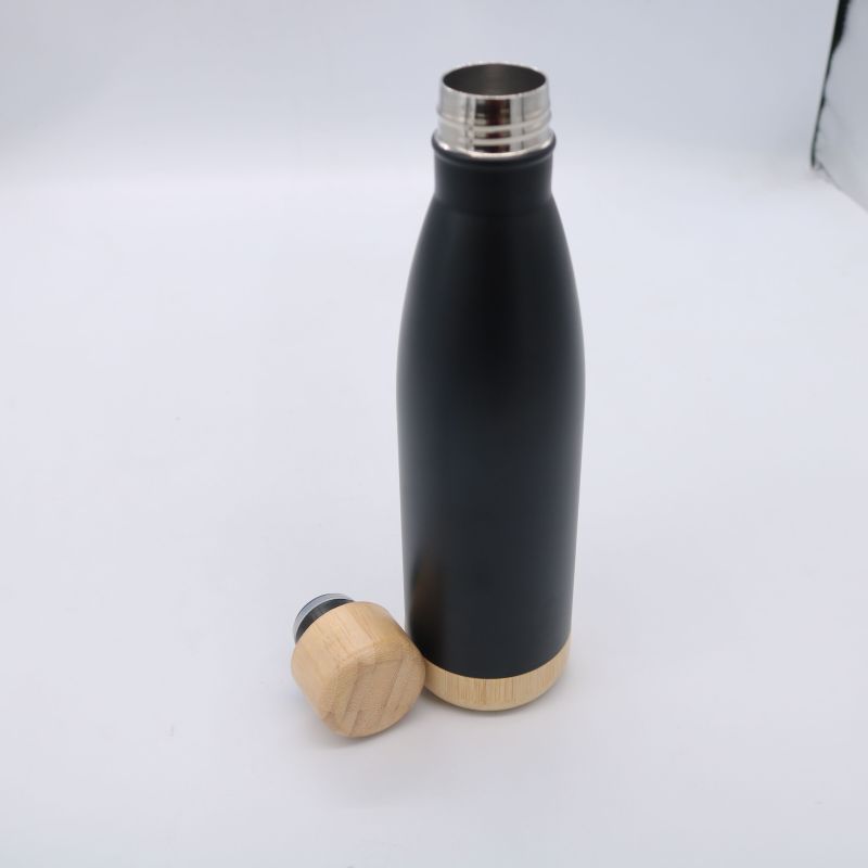 500ml Double Wall 18/8 Vacuum Flask Stainless Steel Sports Water Bottle With Bamboo Bottom Thermos Bottle