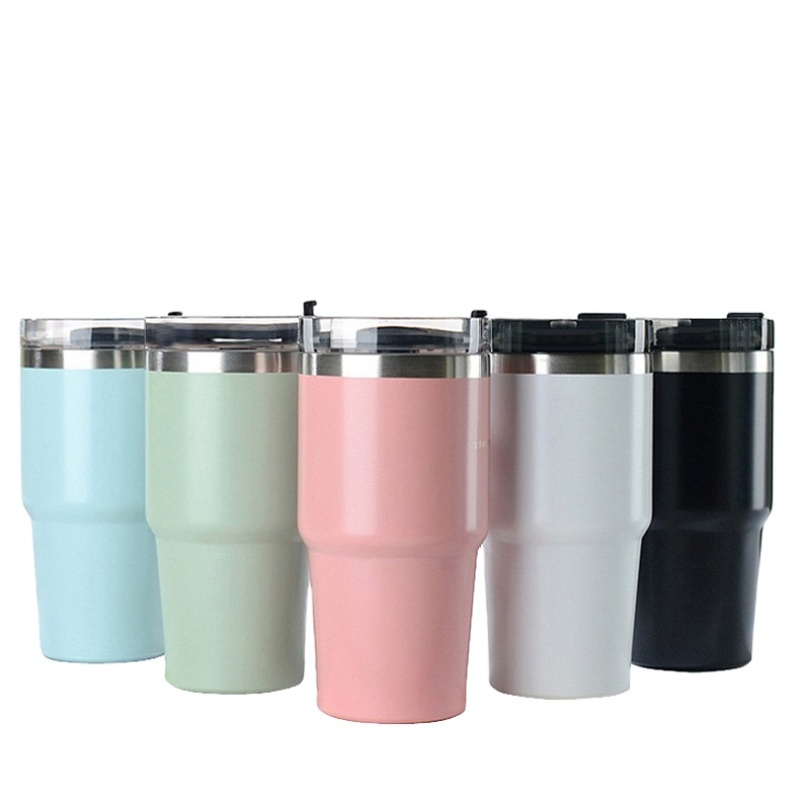 Двойная чашка-термос из нержавеющей стали, стакан из нержавеющей стали, изолированная кофейная кружка с соломинкой