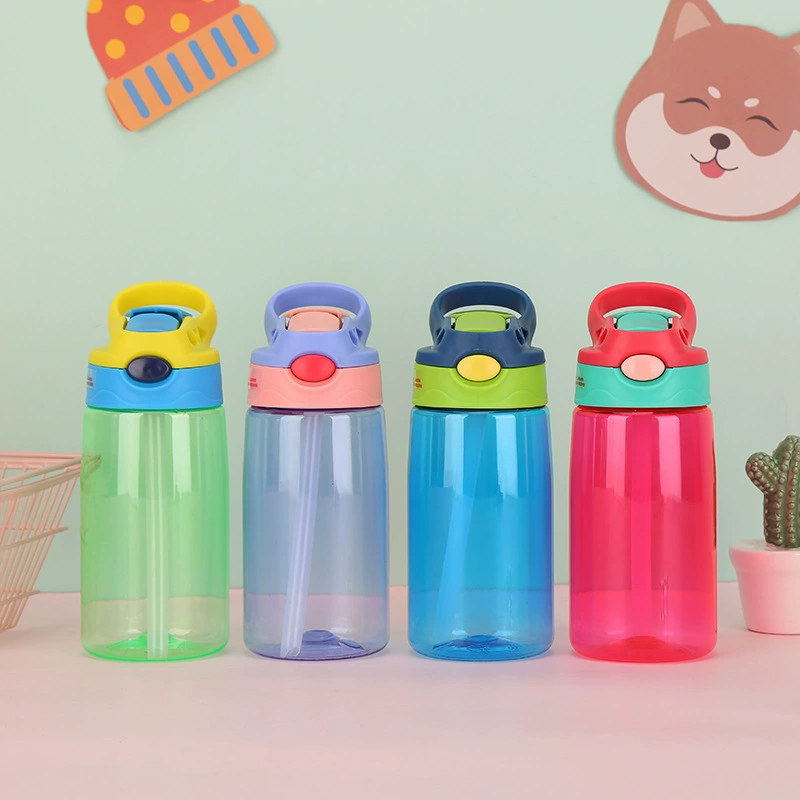 500ml BPA-free plastic water bottle with straw and button