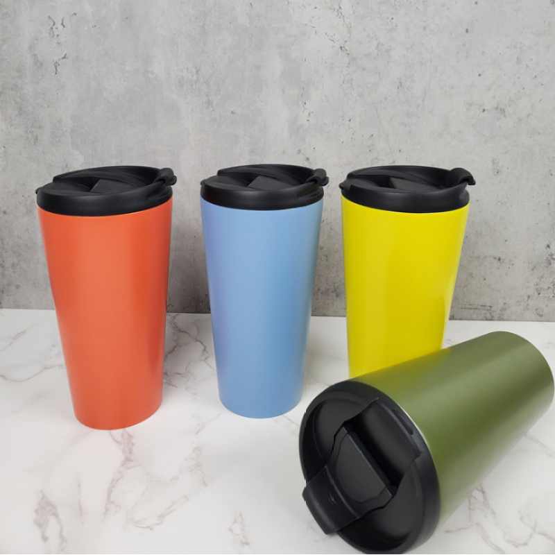 High Quality 350ml Stainless Steel Double Wall Insulated Coffee Mug  Water Cup With Black Color Lid