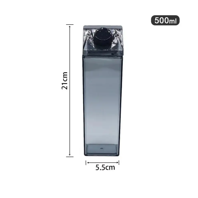 Wholesale 500ml Acrylic Milk Carton Water Bottle Bpa Free Plastic Tumblers Custom Logo For Sport Drinking Water Bottles