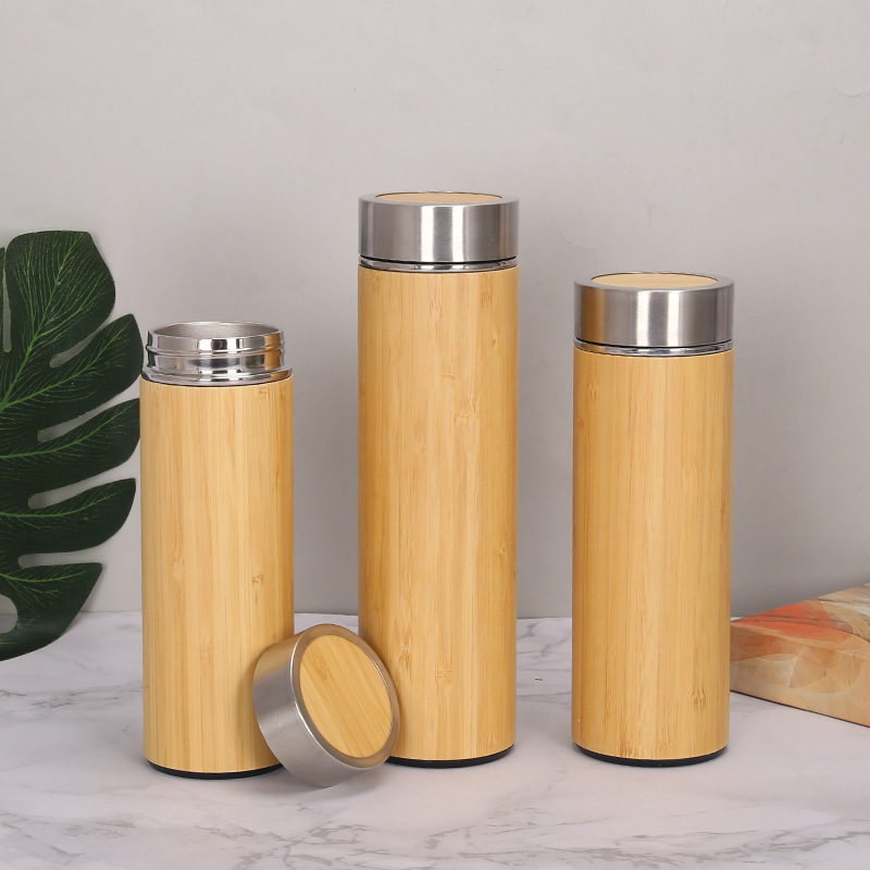 500ml BPA Free Stainless Steel Triple Wall Insulated Bamboo Flask Vacuum Thermos Water Bottle With Lid