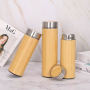 17oz Double Walled Vacuum Insulated Stainless Steel Travel Tea Mug Bamboo Tea Tumbler Infuser Bottle