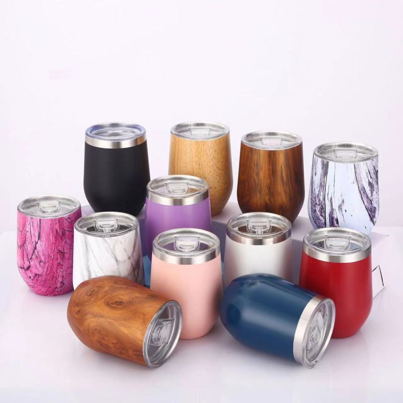BPA Free Reusable Leakproof 12OZ Stainless Steel Double Wall Egg Shaped Wine Tumbler