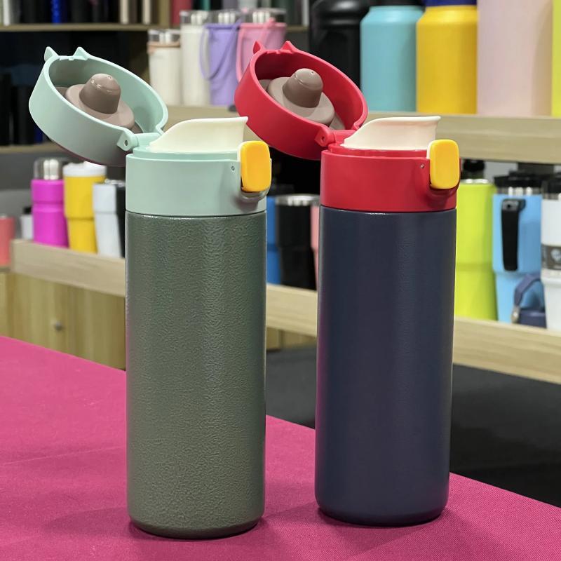 Top Seller Fashion Flask Double Wall Stainless Steel Thermos Bicycle Water Bottle With Bouncing Lid