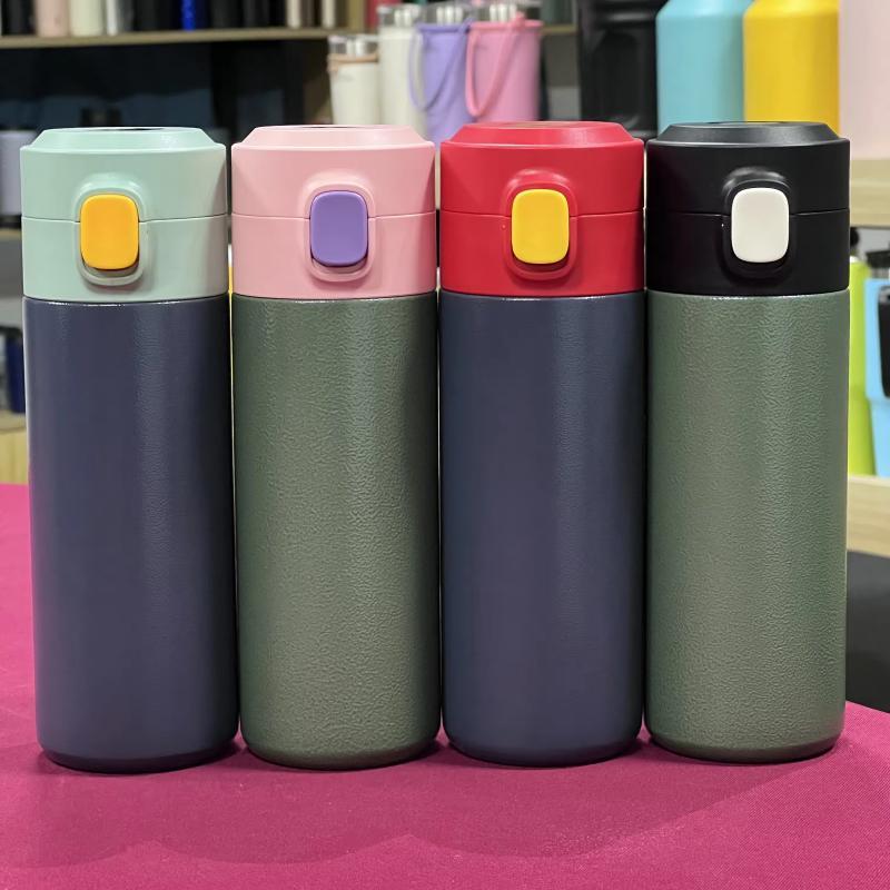 Top Seller Fashion Flask Double Wall Stainless Steel Thermos Bicycle Water Bottle With Bouncing Lid