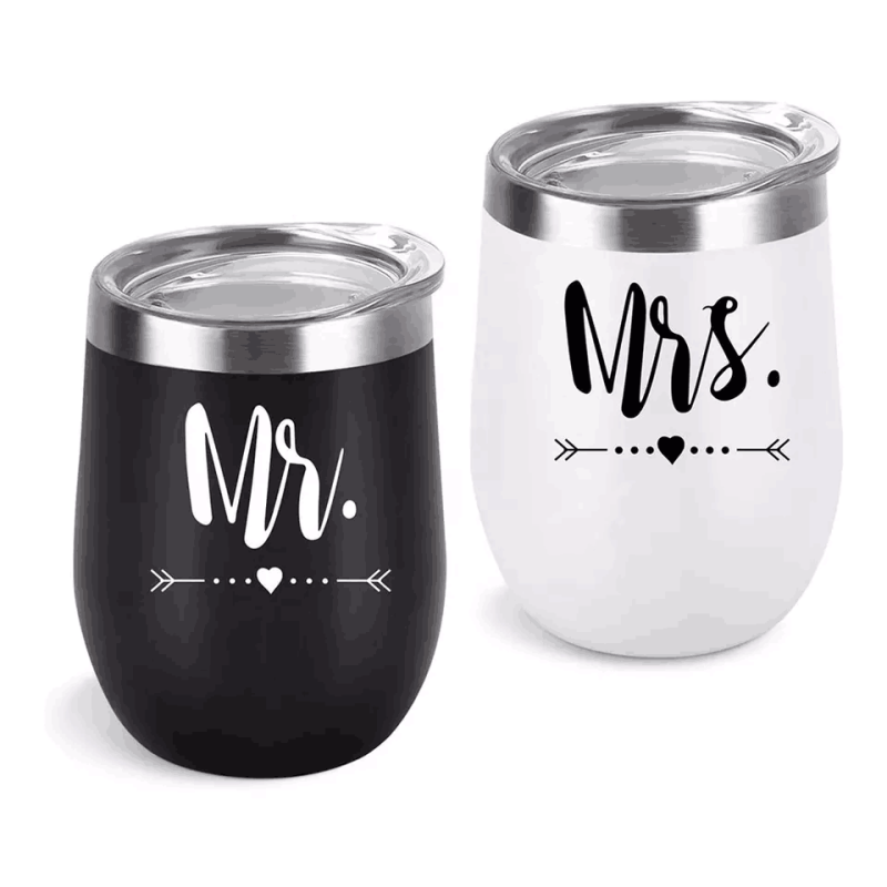 Wholesale Promotional Thanksgiving Gifts Tumbler Glasses 12oz Double Wall Vacuum Insulated Tumbler Custom Wine Cups with Lid