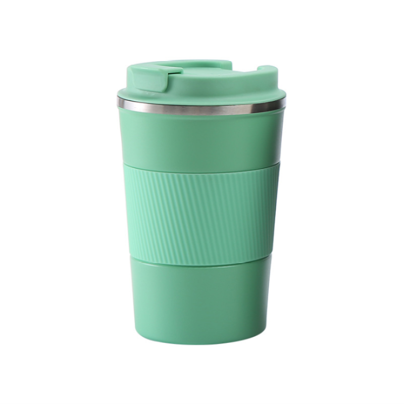 High Quality Double Wall Vacuum Coffee Cup 380ml Stainless Steel Insulated Travel Mug With Silicone Sleeve