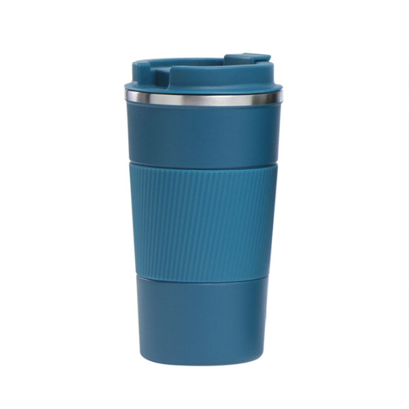 High Quality Double Wall Vacuum Coffee Cup 380ml Stainless Steel Insulated Travel Mug With Silicone Sleeve