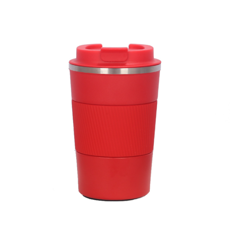 High Quality Double Wall Vacuum Coffee Cup 380ml Stainless Steel Insulated Travel Mug With Silicone Sleeve