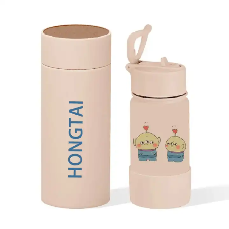 Newly designed custom stainless steel vacuum insulated children's cartoon straw bottle
